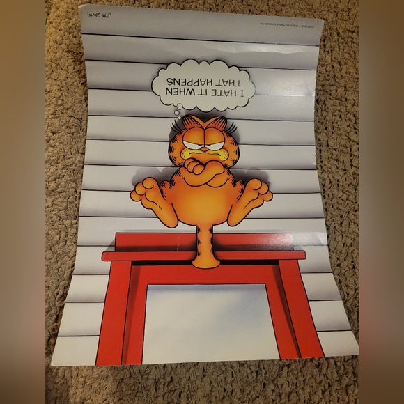 JIM DAVIS Other - VINTAGE JIM DAVIS 1978 GARFIELD POSTER ARGUS I HATE IT WHEN THAT HAPPENS